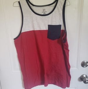 Mens red, white and blue pocket tank top